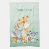 Meeresgrün Wasserfarbe Niedlich Safari Jungle Tier Geschirrtuch (Vertikal)