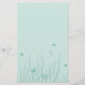 Meeresgrüne Blume und Schmetterlinge - stationär Briefpapier (Vorderseite)