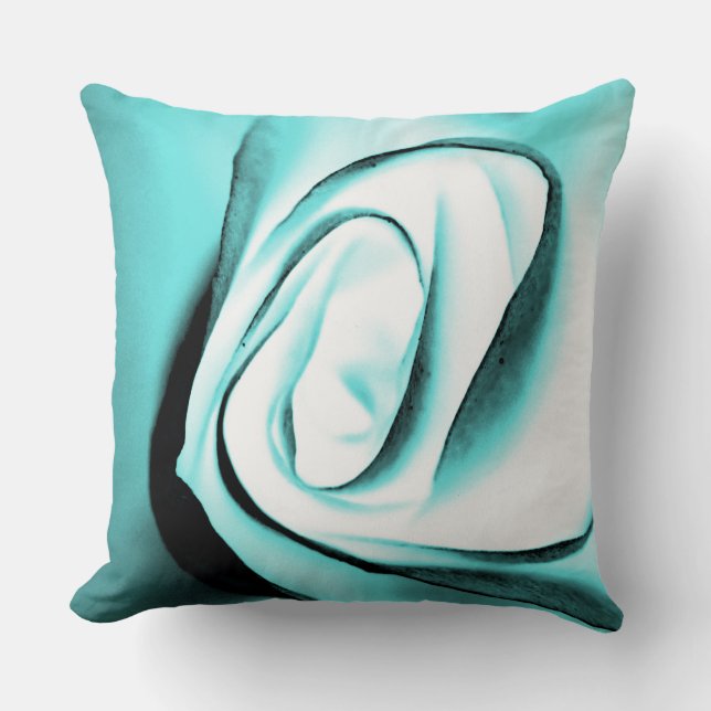 Meeresgrüne glühende Rose Kissen (Vorderseite)