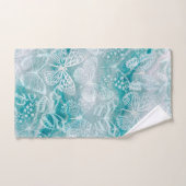 Meeresgrüne Marmorschmetterlinge Badhandtuch Set (Handtuch)
