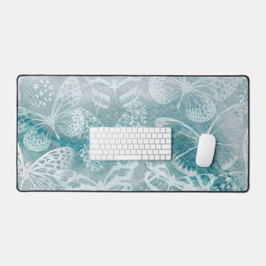 Meeresgrüne Marmorschmetterlinge Schreibtischunterlage (Tastatur & Maus)