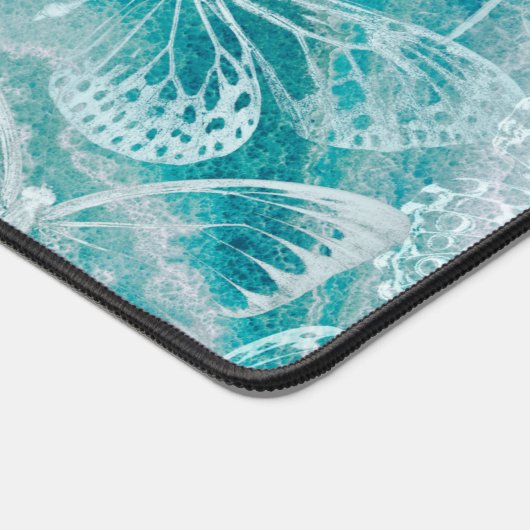 Meeresgrüne Marmorschmetterlinge Schreibtischunterlage (Ecke)