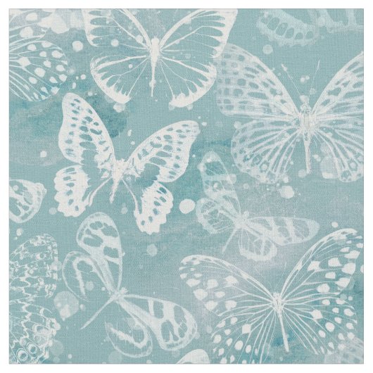 Meeresgrüne Marmorschmetterlinge Stoff (Nahaufnahme)