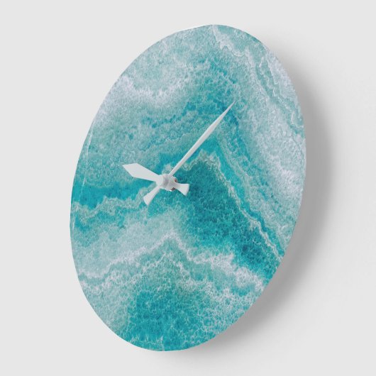 Meeresgrüne Marmorstruktur Große Wanduhr (Winkel)