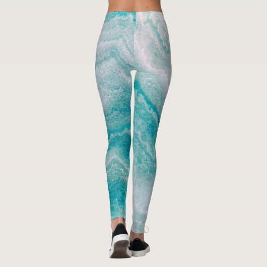 Meeresgrüne Marmorstruktur Leggings (Rückseite)