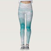 Meeresgrüne Marmorstruktur Leggings (Vorderseite)