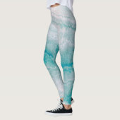 Meeresgrüne Marmorstruktur Leggings (Links)