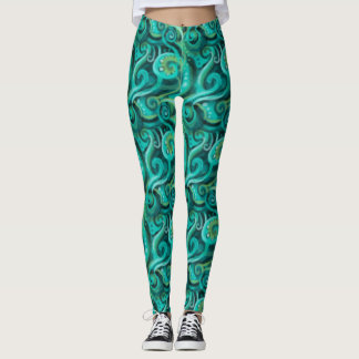 Meeresgrüne Wirbel-Musterleggings  Leggings