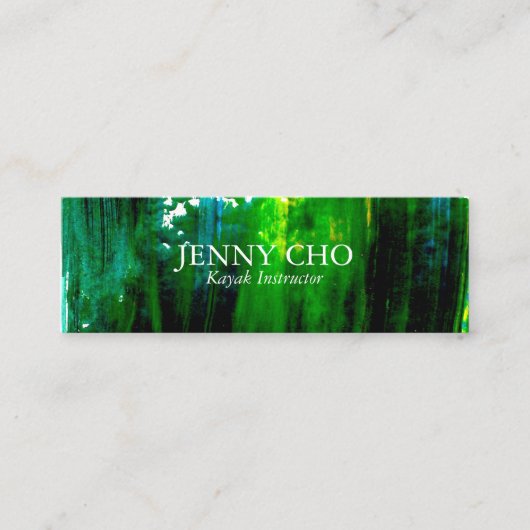 Meeresgrüner, feiner Farbstreifen Mini Visitenkarte (Vorderseite)