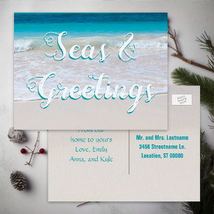 Meeresgrüße Strand Weihnachts-Postkarte Feiertagspostkarte