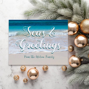 Meeresgrüße Strand Weihnachts-Postkarte Postkarte