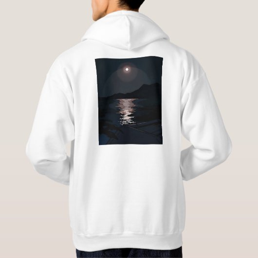 Meereshaube, die unter Vollmond scheint. Hoodie (Rückseite)