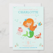 Meereshilfe mit Rotem Haar-Kindergeburtstag Einladung (Vorderseite)