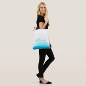 Meereshimmel Blaue Wasserfarbe minimal Tasche (Am Model)