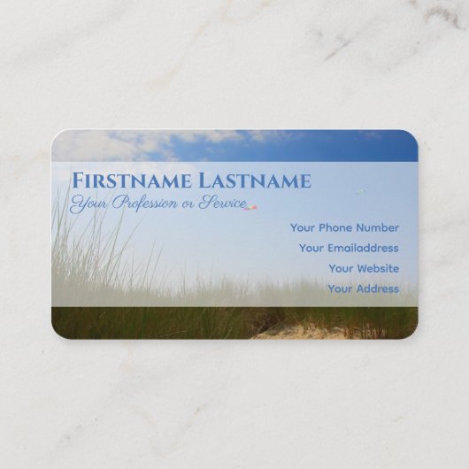 Meereskite natürlichen Sand Dünenweg Agent Stil Visitenkarte (Rückseite)