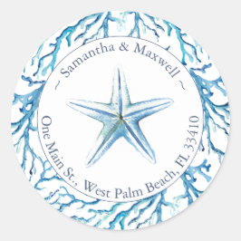 Meereskorallenkoralle Rücksendeadresse Runder Aufkleber