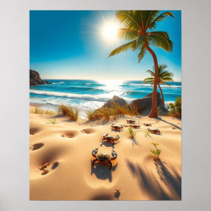Meereskrabben am tropischen Strand – Ruhiger Ozean Poster