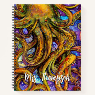 Meereskreatur Oktopus mit Personalisiertem Namen Notizblock