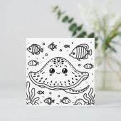 Meereskreatur-Stingray | Farbseite des Kindes Karte (Stehend Vorderseite)