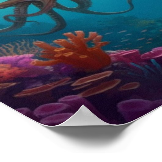 Meereskreatur zeigt einen Taucher Poster (Ecke)