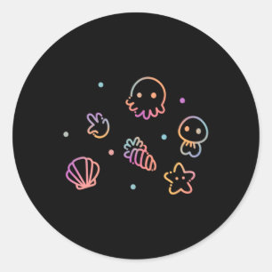 Meereskreaturen Pastellverlauf Meeresleben Design Runder Aufkleber