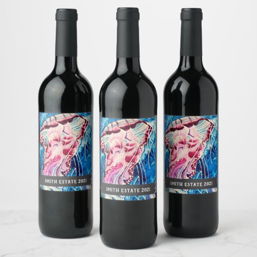 Meereskunst der Qualle Weinetikett (Flaschen)
