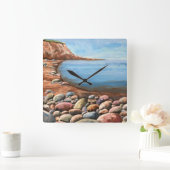 Meeresküste felsige KLIFFS SAISHORE Entspannen hel Quadratische Wanduhr (Zuhause)