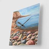 Meeresküste felsige KLIFFS SAISHORE Entspannen hel Quadratische Wanduhr (Winkel)