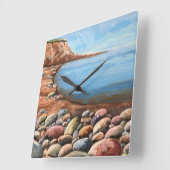 Meeresküste Felsklippen Quadratische Wanduhr (Winkel)