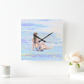 *~* Meeresküste Frau AR29 Strand Quadratische Wanduhr (Zuhause)