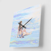 *~* Meeresküste Frau AR29 Strand Quadratische Wanduhr (Winkel)