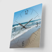 Meeresküste Quadratische Wanduhr (Winkel)