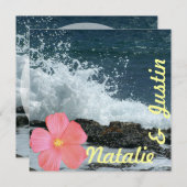 Meeresküste und tropischer Hibiskus Save the Date (Vorne/Hinten)