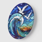 Meeresküsten verketteter Himmel Glass Seagull Ozea Große Wanduhr (Winkel)