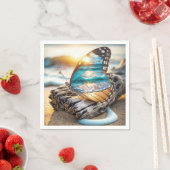 Meereslandschaft in Schmetterlingsflügeln Serviette (Beispiel)