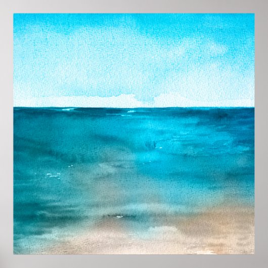 Meereslandschaft. Schöne Aquarellmalerei Poster (Vorne)