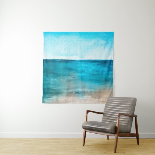 Meereslandschaft. Schöne Aquarellmalerei Wandteppich (Beispiel)