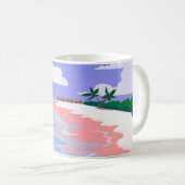 Meereslandschaft tropischer Strand mit rosa Sand, Kaffeetasse (VorderseiteRechts)