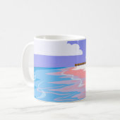 Meereslandschaft tropischer Strand mit rosa Sand, Kaffeetasse (Vorderseite Links)