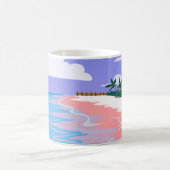 Meereslandschaft tropischer Strand mit rosa Sand, Kaffeetasse (Mittel)