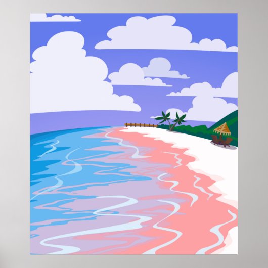 Meereslandschaft tropischer Strand mit rosa Sand, Poster (Vorne)