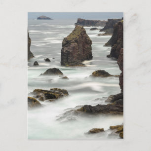 Meereslandschaft und Brandungspfeiler, Shetland Postkarte