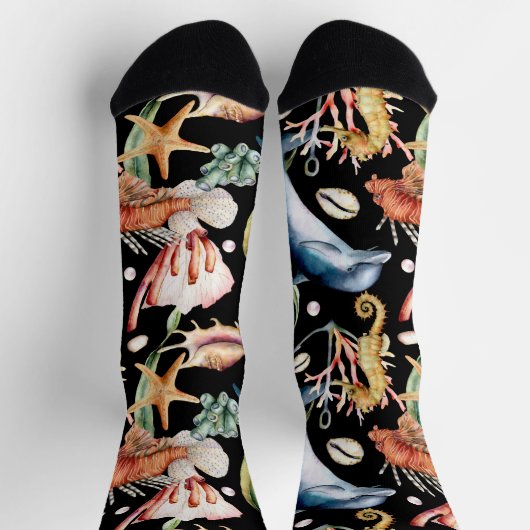 Meeresleben Delphine Seepferde Beach Pattern Socken (Oben)
