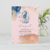 Meeresleben | Es ist eine Girl Seepferd Baby Dusch Einladung (Stehend Vorderseite)