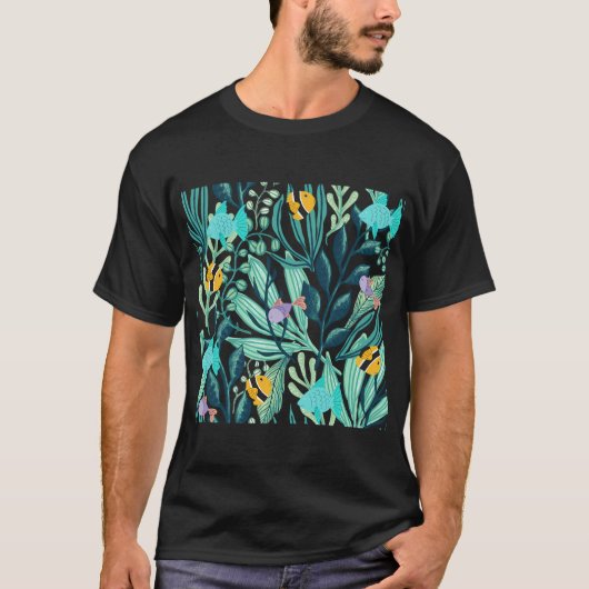 Meeresleben Fischcollage T-Shirt (Vorderseite)