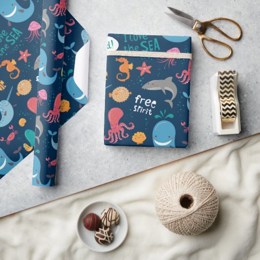 Meeresleben Geschenkpapier (Kunsthandwerk)