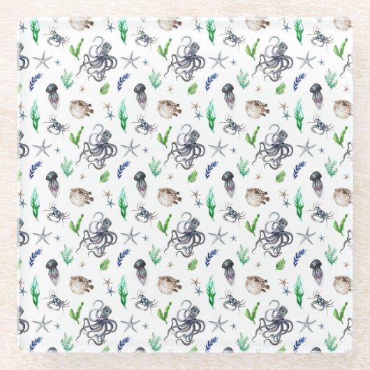 MEERESLEBEN GLASUNTERSETZER (Vorderseite)