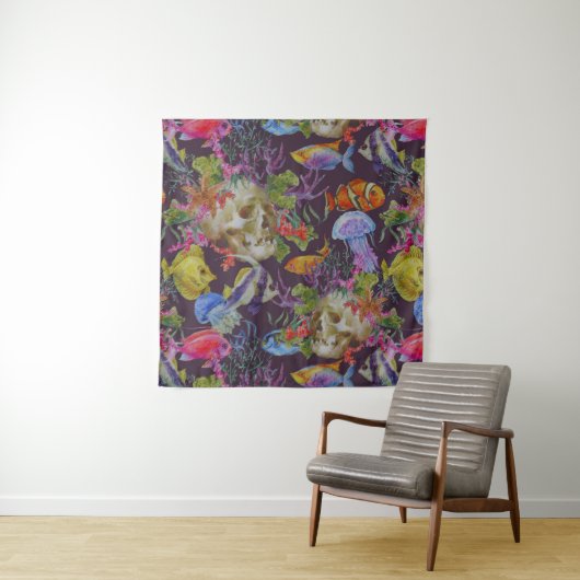 Meeresleben Grunge-Muster Wandteppich (Beispiel (Horizontal))