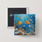 Meeresleben mit exotischen Fischen Button (Vorne & Hinten)