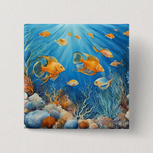 Meeresleben mit exotischen Fischen Button (Vorderseite)